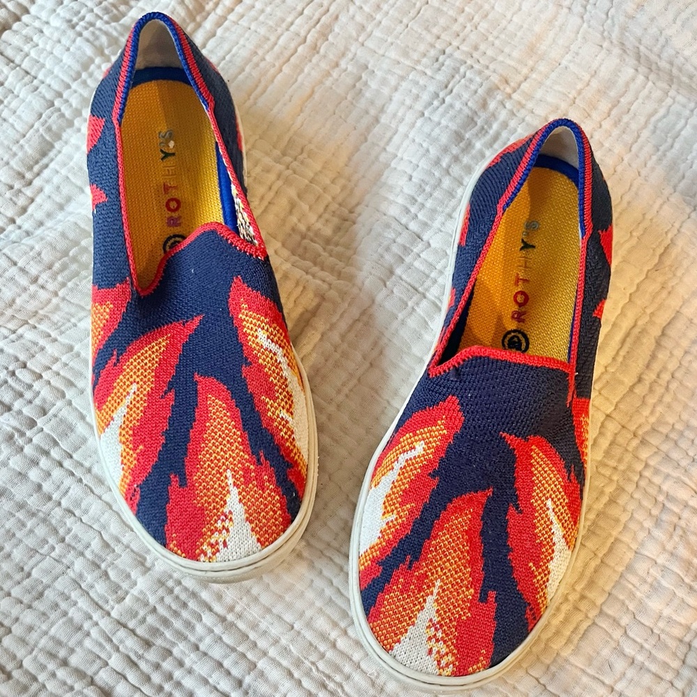 Rothy’s | Big Kid’s Flame Slip On Sneaker Flats Blue and Orange